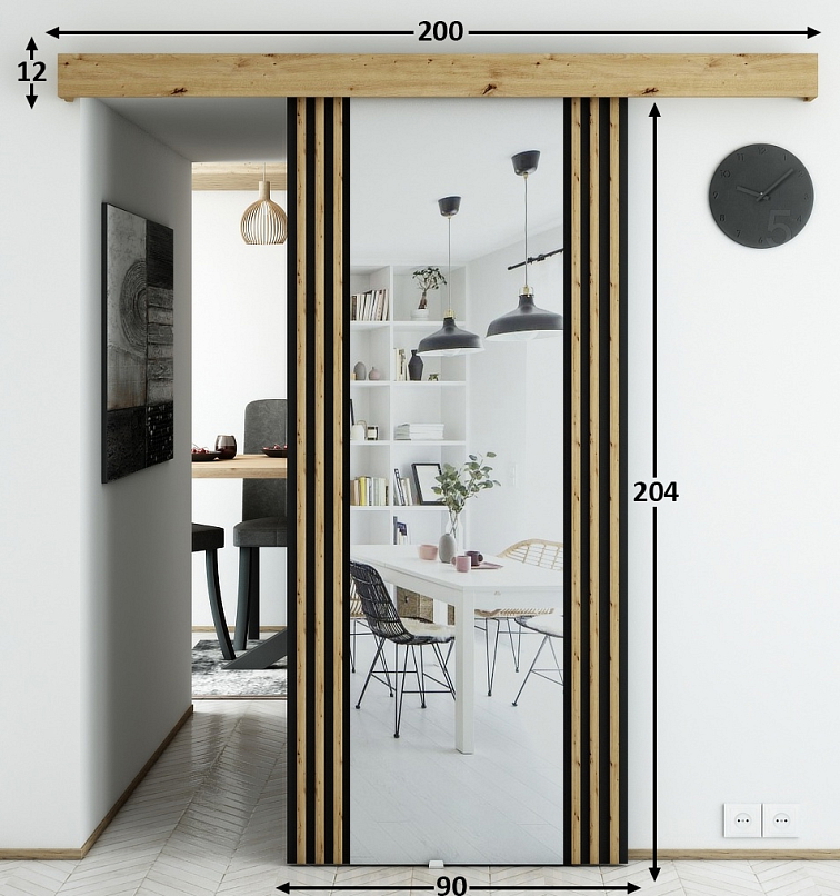 Posuvné dveře se zrcadlem Modern II - 90 cm