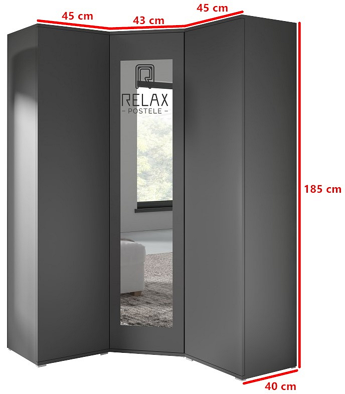 Rohová skříň Emi 40 - grafit