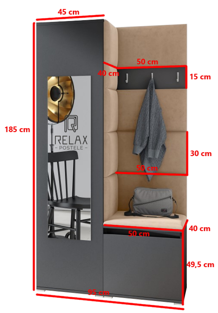 Předsíňová stěna Emi 13 - grafit