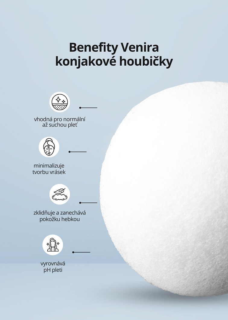 VENIRA konjaková houbička pro normální až suchou pleť