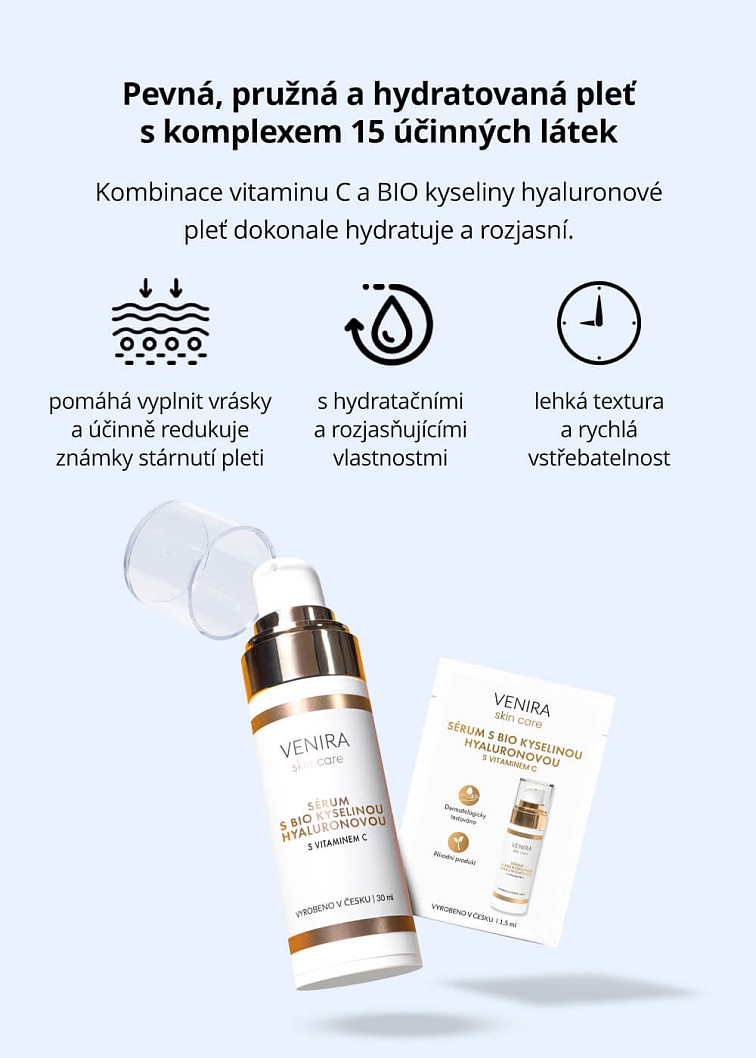 VENIRA sérum s BIO kyselinou hyaluronovou a vitaminem C - vzorek