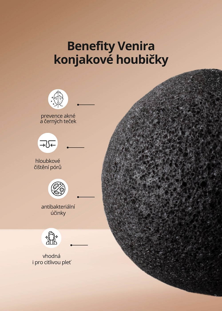 VENIRA konjaková houbička pro mastnou a aknózní pleť