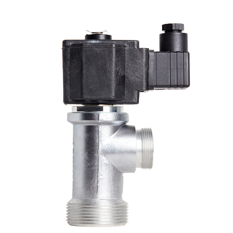 EVF | Dvoucestný elektromagnetický plynový ventil, rohový, DN 25, do 5 kPa, NC