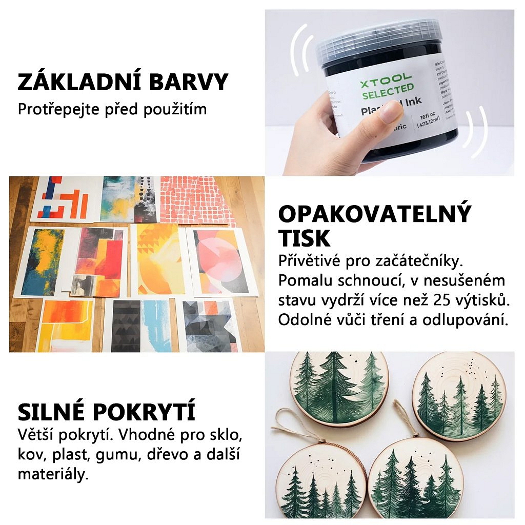 xTool - Sada olejových sítotiskových inkoustů Oil Based 4 barvy/balení