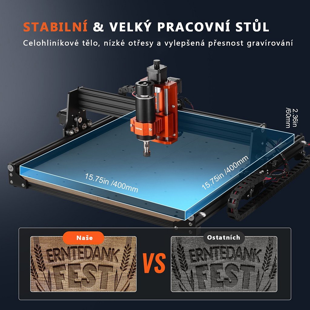 VEVOR S4040 300 W - inteligentní CNC frézka + gravírka 1200 RPM KOMPLETNÍ SADA