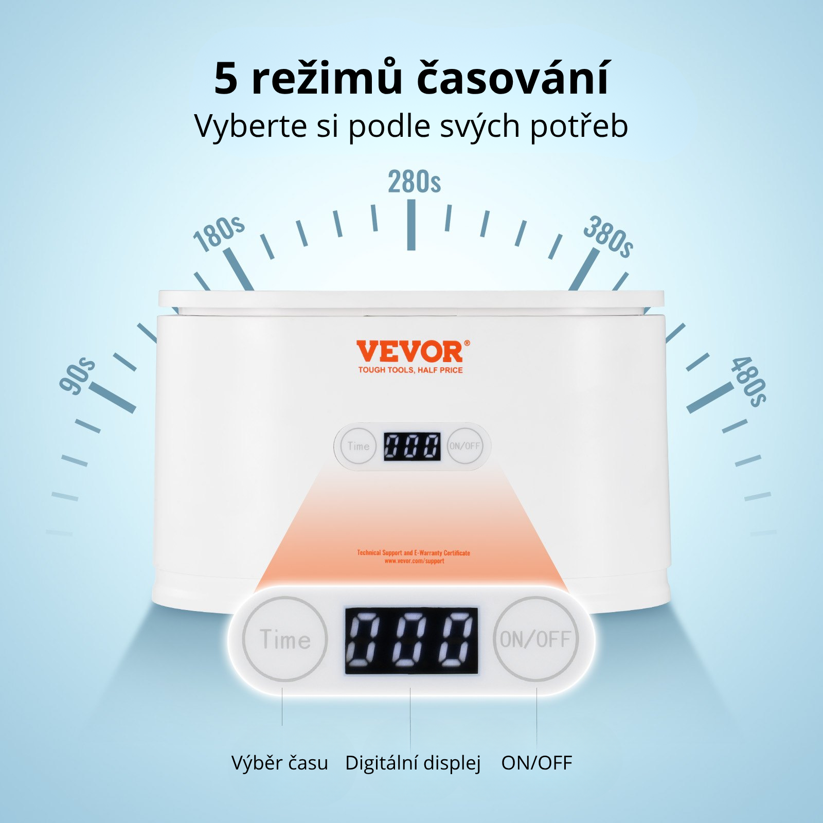 VEVOR Přenosná ultrazvuková čistička šperků 35 W 650 ml
