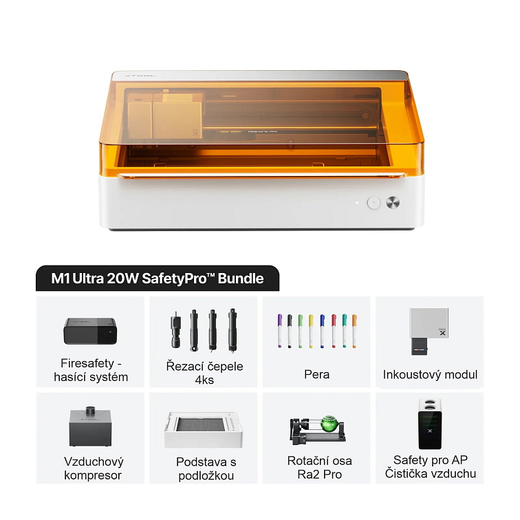 xTool M1 Ultra - Světově první řemeslný stroj 4 v 1 - KOMPLETNÍ SADA Safety Pro