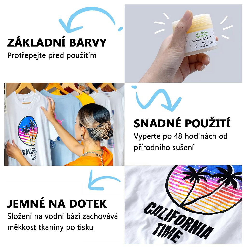 xTool - Sada sítotiskových inkoustů Basic Color 6 barev/balení