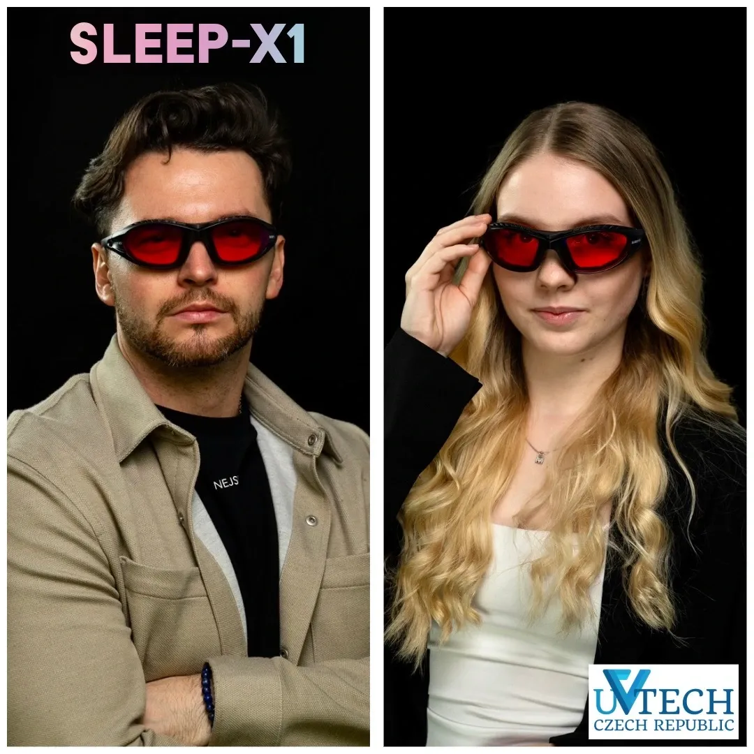 SLEEP-X1 okuliare proti modrému a zelenému svetlu - červené
