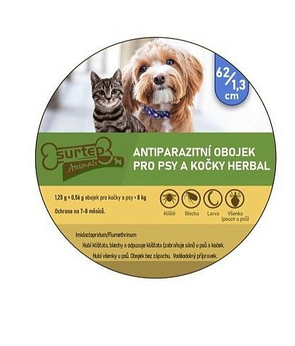 Antiparazitní obojek pro psy a kočky Herbal 62/1,3cm