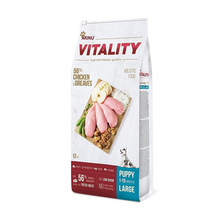 Akinu VITALITY pes štěně velké - kuře a škvarky 12kg