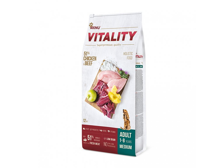 Akinu VITALITY pes dospělý střední - kuře a hovězí 12kg