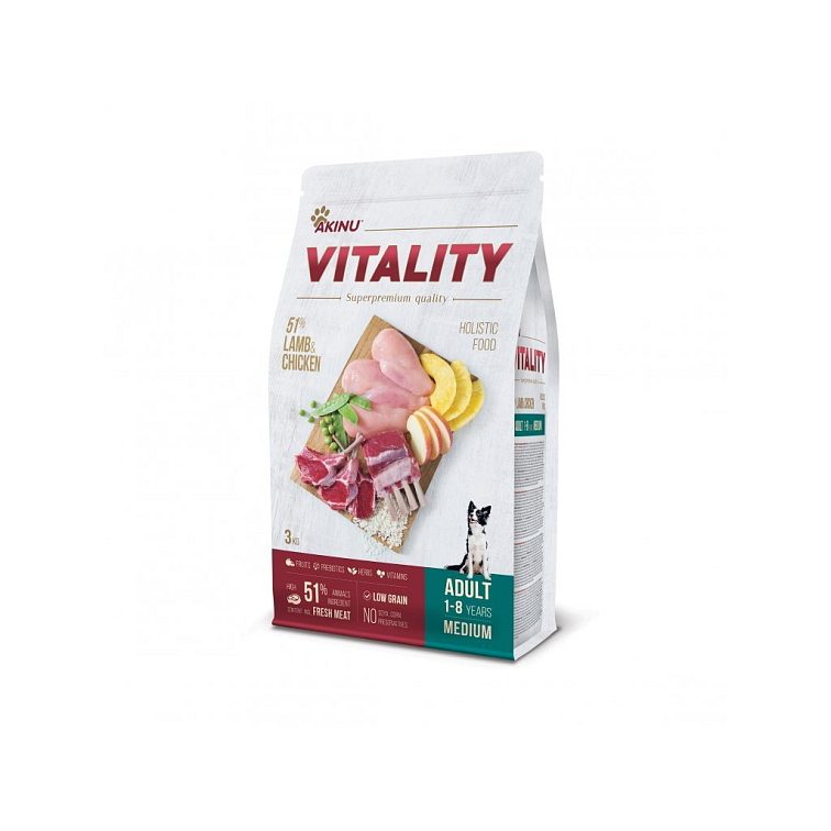 Akinu VITALITY pes dospělý střední - jehněčí a kuřecí maso 3kg