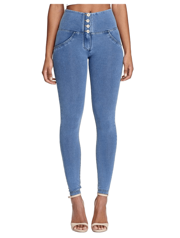 Push-Up legíny s knoflíky Melody, Light Blue Jeans