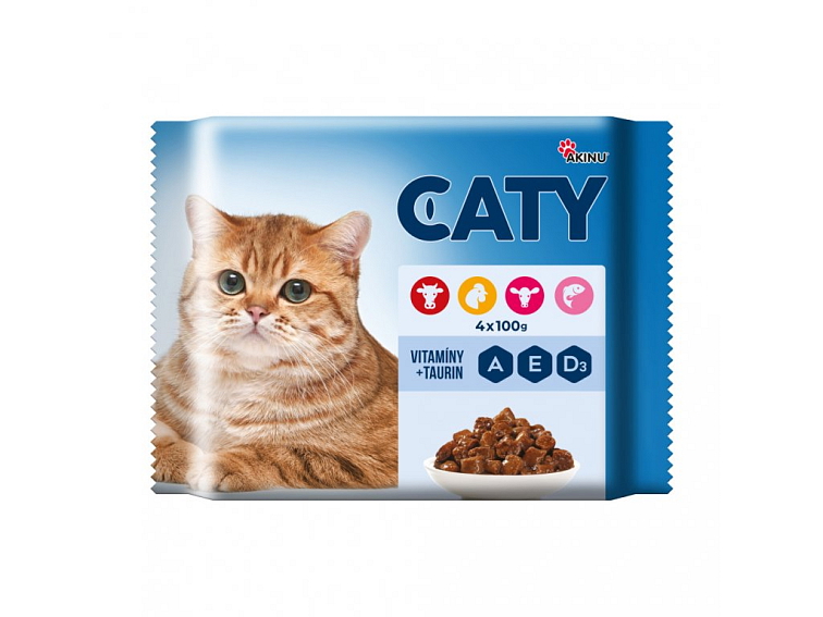 Akinu Caty kapsičky pro kočky 4x100g MIX