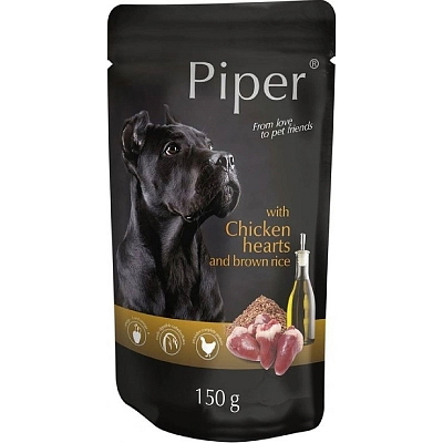 PIPER S KUŘECÍMI SRDÍČKY A HNĚDOU RÝŽÍ 150 g