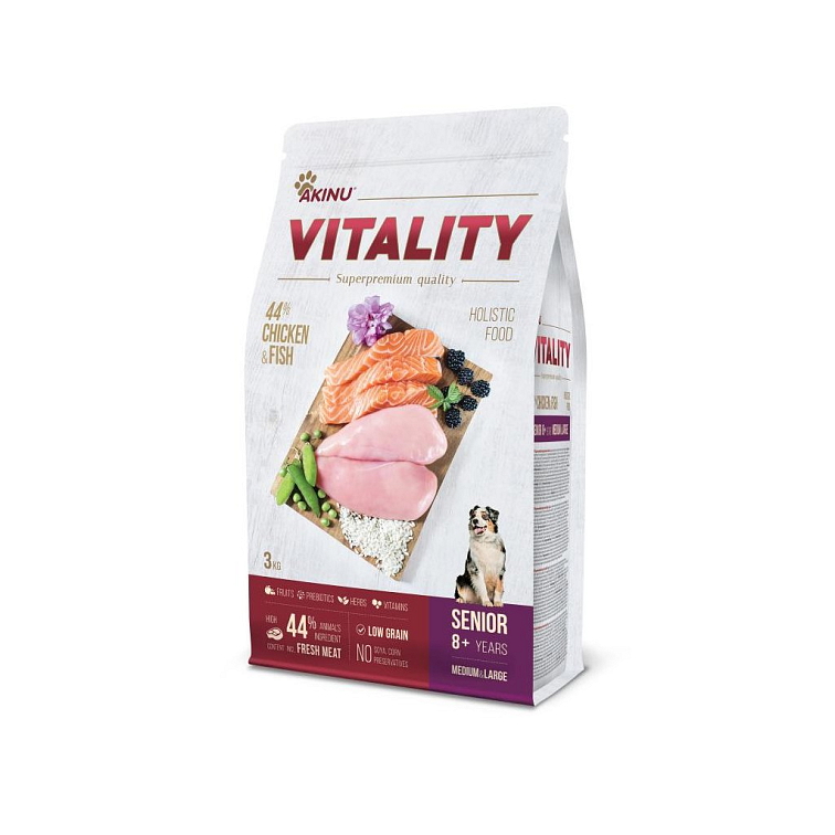 Akinu VITALITY pes senior střední/velký - kuře a ryba 3kg