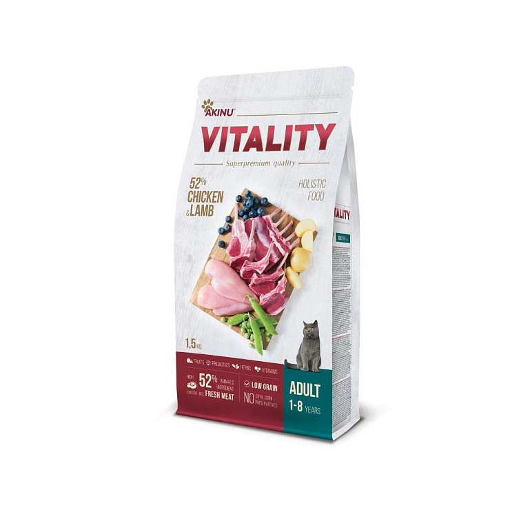 Akinu VITALITY pro kočku adult - jehněčí a kuřecí maso 1,5kg