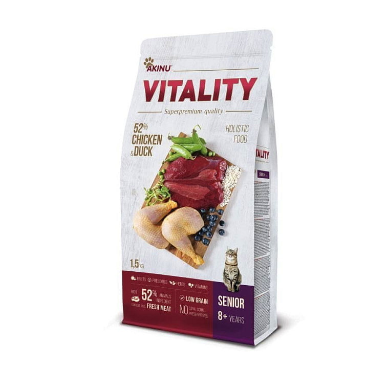 Akinu VITALITY pro kočku senior - kachní a kuřecí maso 1,5kg