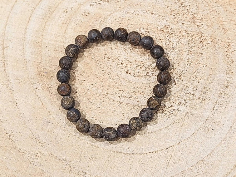 Bronzit - náramek; 8mm - matný