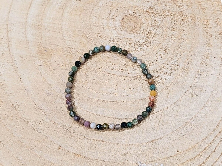 Achát mechový - náramek; 4mm - fasetovaný