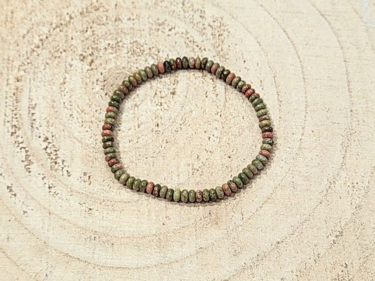 Unakit - náramek; 2×4mm – rondelky