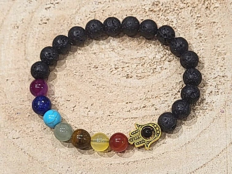 Lávový kámen – náramek; čakry; 8mm