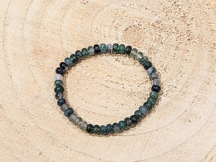 Achát mechový – náramek; 2×4mm – rondelky