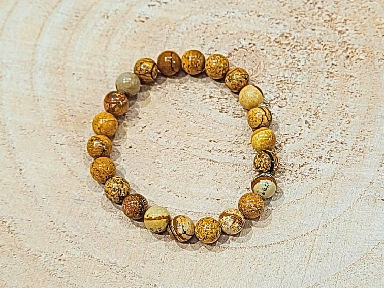 Jaspis obrázkový - náramek; 8mm