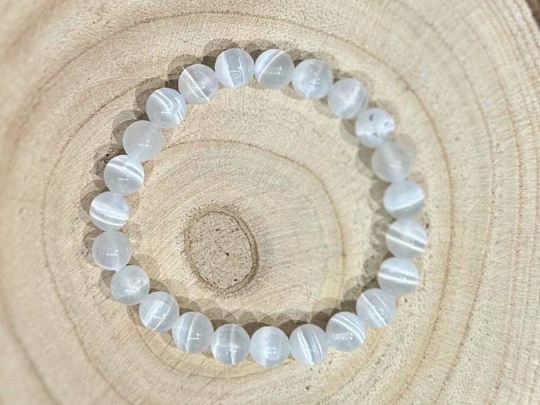 Selenit - náramek; 8mm