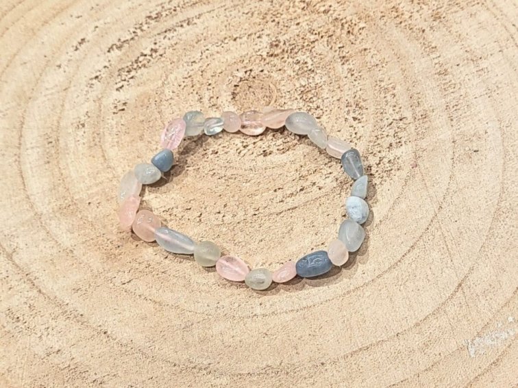 Morganit – náramek; 6×8mm - fazolky