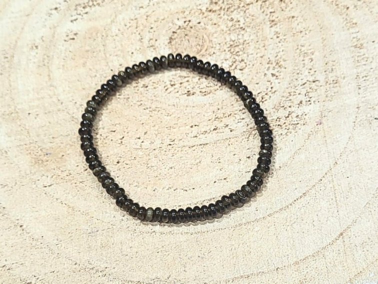 Obsidián zlatý - náramek; 3-4mm - rondelky