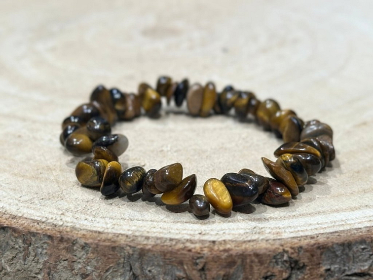 Tygří oko - náramek; 5-10mm - sekaný
