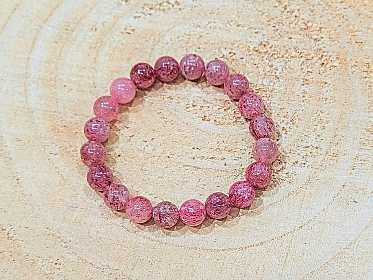 Jahodový křemen - náramek; 9mm