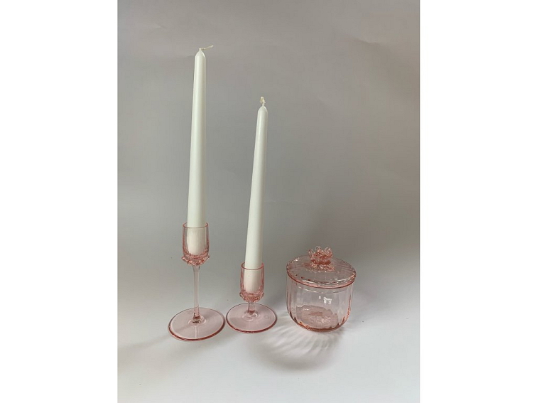 Růžový set dózička, svícny Sakura