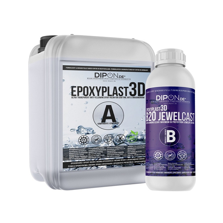 DIPON Epoxyplast 3D B20 JewelCast 1,5 kg - Clear Epoxy Resin for Jewelry and Small Decorations