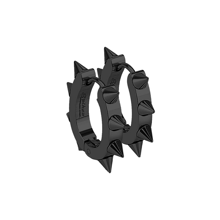 Černé ocelové náušnice - kroužky s ostny