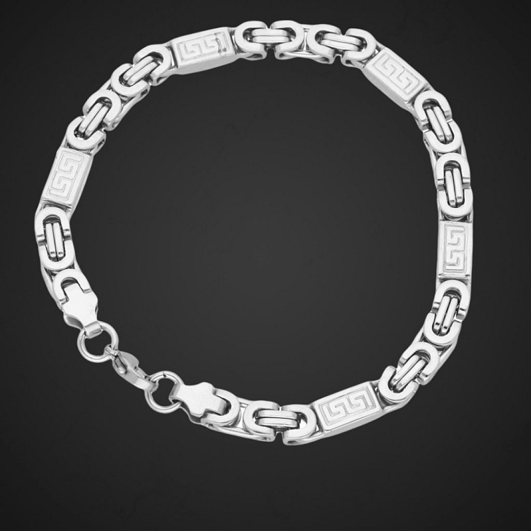 Pánský náhrdelník s náramkem z chirurgické oceli / řecký klíč
