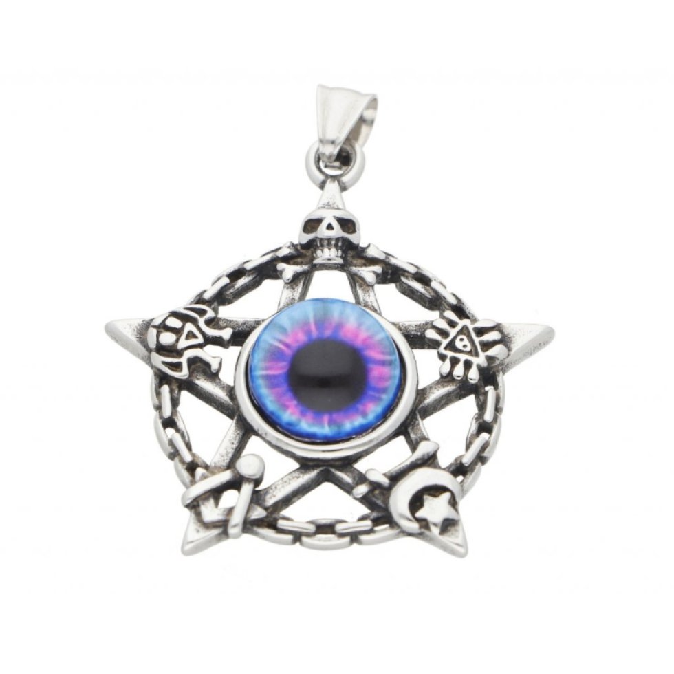 Přívěsek z chirurgické oceli, amulet s barevným okem