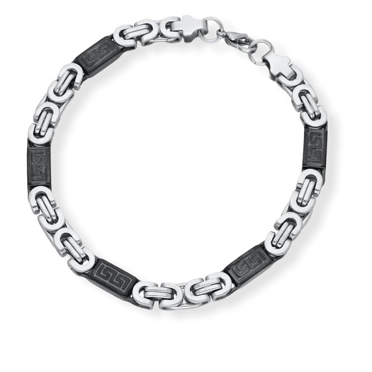 Pánský náhrdelník s náramkem z chirurgické oceli / řecký klíč
