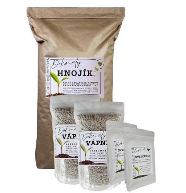 Düngeset: Hnojík-Dünger 20 l + Wurmhüllen 600 g + Kalzium 2,5 kg + Kalzium mit Magnesium 2,5 kg