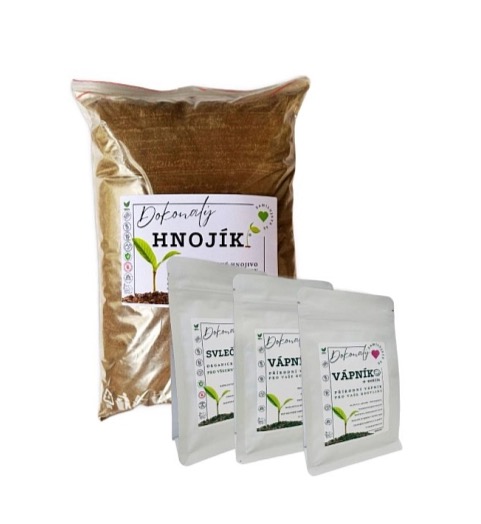 Düngeset: Hnojík-Dünger 4 l + Wurmhüllen 300 g + Kalzium 1,5 kg + Kalzium mit Magnesium 1,5 kg
