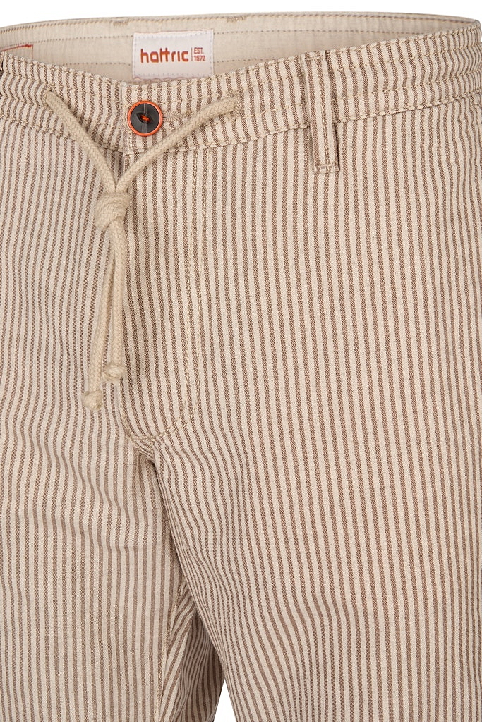 Pánske béžové bavlnené pásikavé bermudy s ľanom HATTRIC
