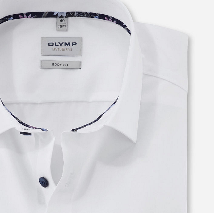 Pánska biela bavlnená košeľa celebration s podšitím OLYMP body fit