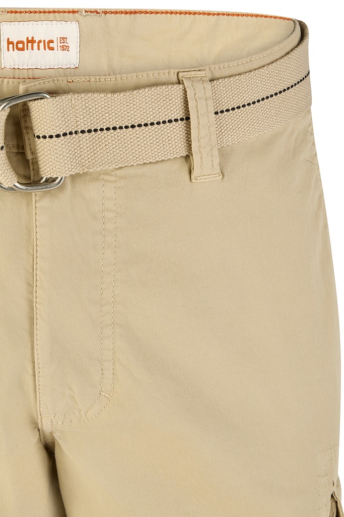 Pánske béžové cargo bermudy s opaskom HATTRIC