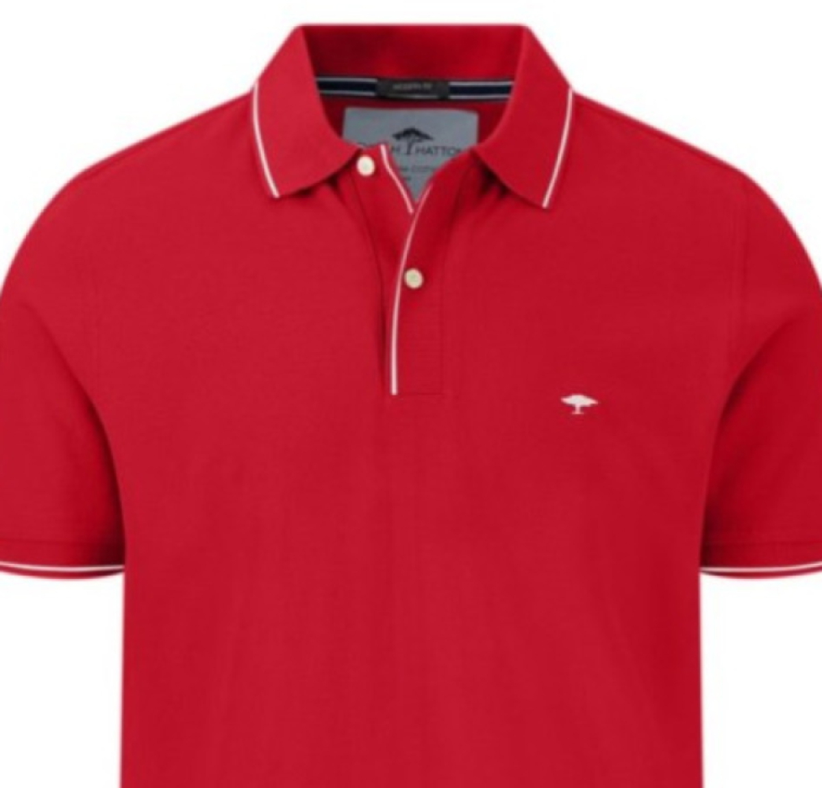 Pánska červená premium cotton polokošeľa s detailom na límci FYNCH-HATTON