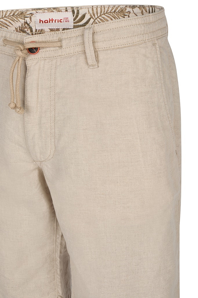 Pánske béžové bavlnené bermudy s ľanom HATTRIC