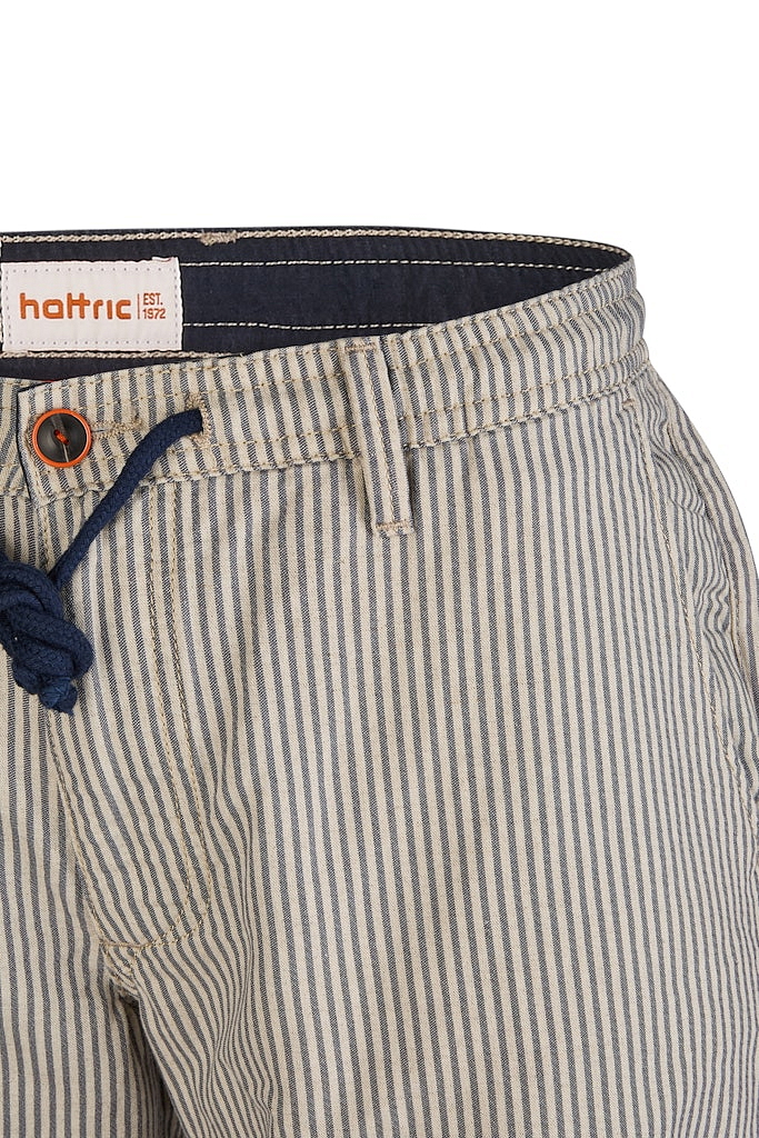 Pánske modré bavlnené pásikavé bermudy s ľanom HATTRIC