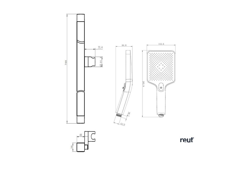 kielle Vega Set sprchovej hlavice, tyče a hadice, chróm/čierna 20418SE70