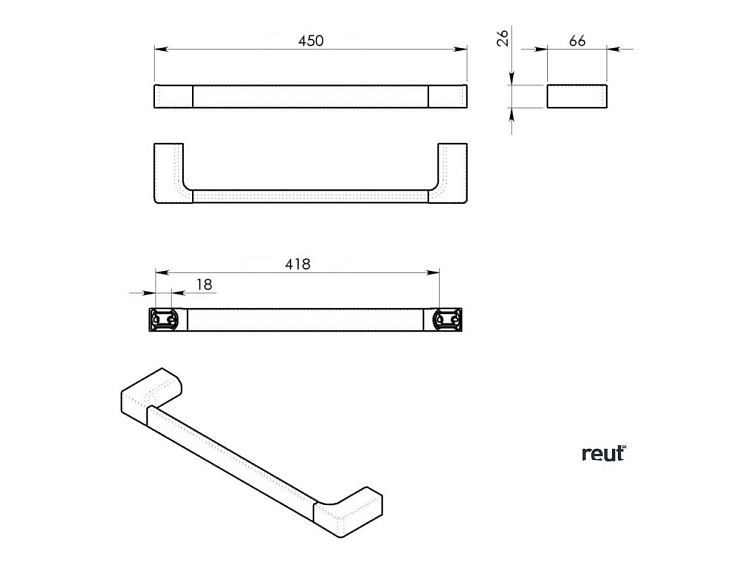 Gedy PIRENEI držiak uterákov 450mm, čierna matná PI214514